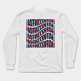 Horizontal Waves Typography (Cyan Red Black) Long Sleeve T-Shirt